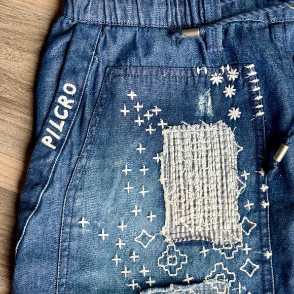 Pilcro and the Letterpress Embroidered Patchwork Washed Denim Mini Skirt Size M - Picture 10 of 16
